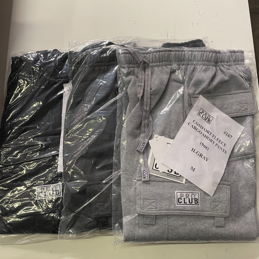 Pro Club Men's Gray and Black Cargo Sweatpants